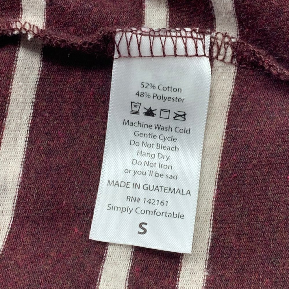 🎉LuLaRoe Maroon w/ Cream Stripe Long Sleeve Mark - Picture 5 of 8